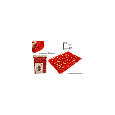 VELO ORGANZA 28,5X300CM ROSSO ASS