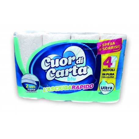 CUOR DI CARTA ASCIUG. BLU X4