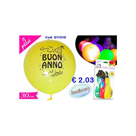 PALLONCINI C/LED BUON ANNO 5PZ