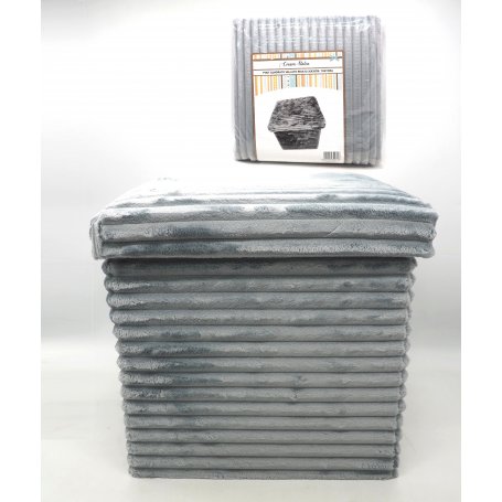 POUF QUADRATO VELLUTO RIGATO 38X38 GRIGI