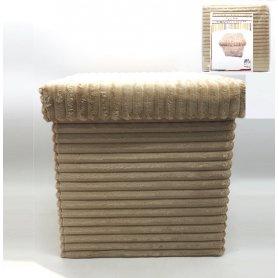 POUF QUADRATO VELLUTO RIGATO 38X38 PANNA