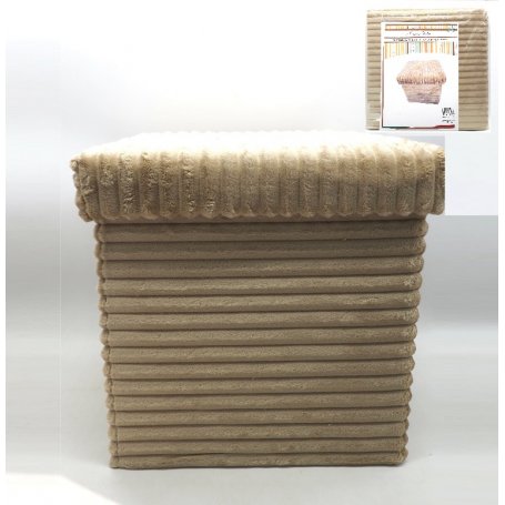 POUF QUADRATO VELLUTO RIGATO 38X38 PANNA