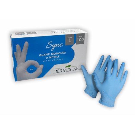 GUANTI NITRILE S/POLV.BLU L 100