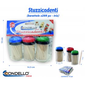 STUZZICADENTI TRIS BARATTOLI 200PZ
