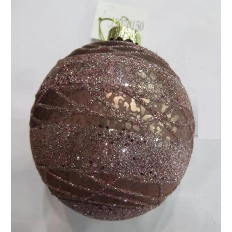 PALLA VETRO ROSA CHAMPAGNE C/GLITTER 8CM