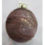 PALLA VETRO ROSA CHAMPAGNE C/GLITTER 8CM