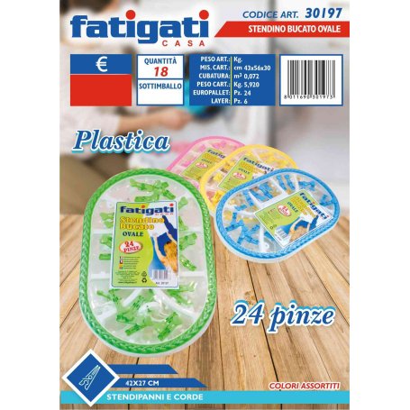 STENDINO BUCATO PL.OVALE 24 PINZE