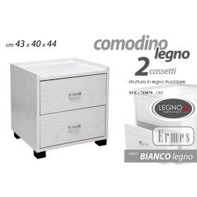 COMODINO ERMES 43X40X44 BIANCO LEGNO