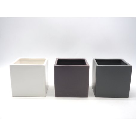 VASO QUADRATO CERAMICA OPACO 9X9X9 ASS.