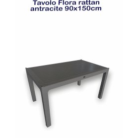 TAVOLO FLORA RATTAN ANTRACITE 90X150