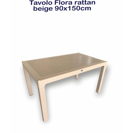 TAVOLO FLORA RATTAN BEIGE 90X150 NG