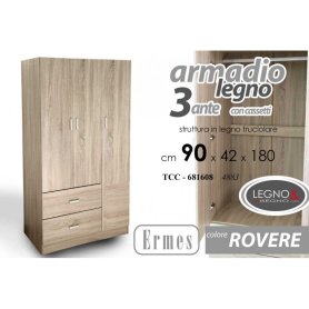 ARMADIO 3 ANTE+2 CASS.90X42X180 ROVERE