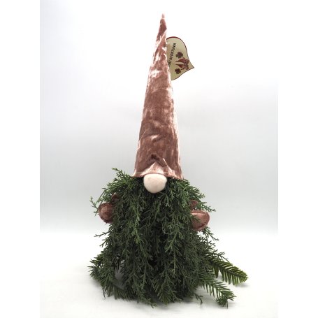 GNOMO PANNO H.45CM ROSA CON BARBA IN AGH