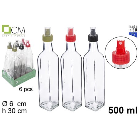 FLACONE SPRAY QUADRATO IN VETRO 500ML