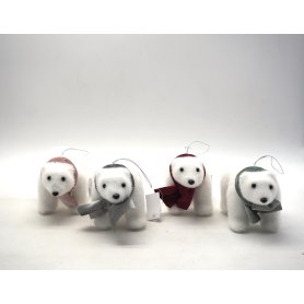 ORSO FLOCCATO BIANCO IN PIEDI H.8X12.5X7