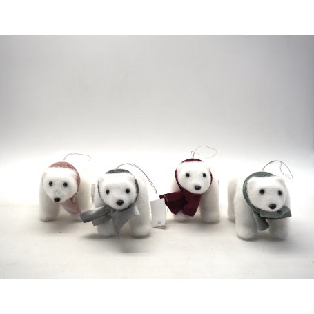 ORSO FLOCCATO BIANCO IN PIEDI H.8X12.5X7