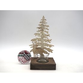 P.CANDELA BASE LEGNO 21.5X11X9 C/ALBERO