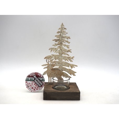 P.CANDELA BASE LEGNO 21.5X11X9 C/ALBERO