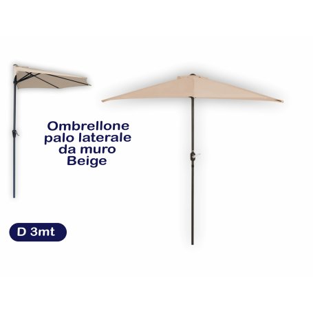 OMBRELLONE PALO LAT.DA MURO D.3MT BEIGE