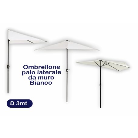 OMBRELLONE PALO LAT.DA MURO D.3MT BIANCO