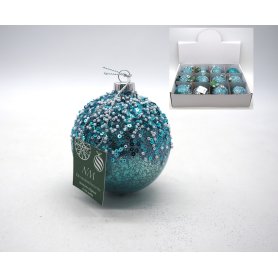 PALLA VETRO C/PERLE E PAILLETTES 8CM