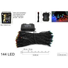LUCI 144LED MULTIC. 8GIOCHI C/TIMER