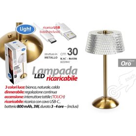 LAMPADA LED 800MAH 1W 3L 30CM