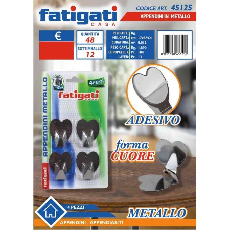 APPENDINI 4PZ IN METALLO FORMA CUORE