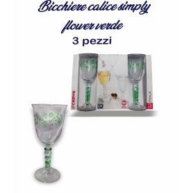BICCHIERE CALICE 3PZ SIMPLY FLOWER VERDE