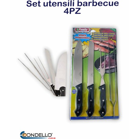 SET 4PZ UTENSILI BARBECUE