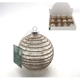 PALLA VETRO TRASPARENTE C/RIGHE GLITTER