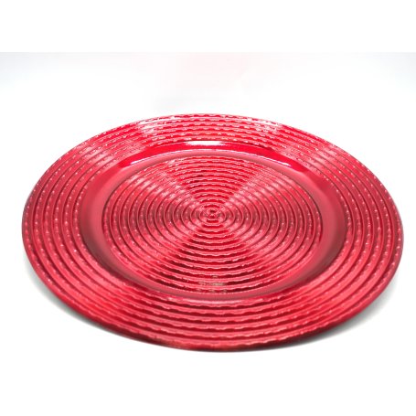 PIATTO PLASTICA 33CM ROSSO DISEGNI RILIE
