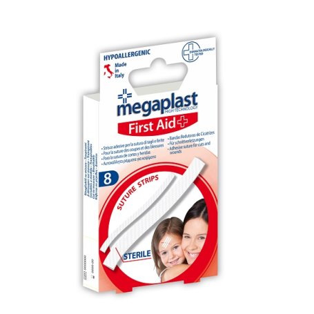 CEROTTI MEGAPLAST STRISCE ADES.SUTURA 8P