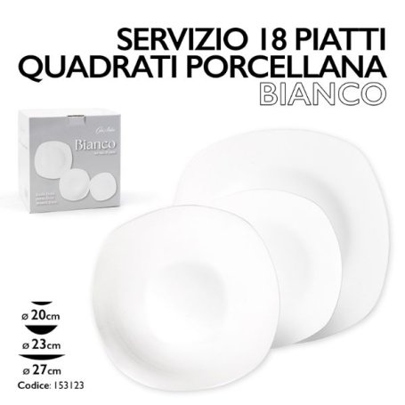 SERVIZIO PIATTI 18PZ PORCELLANA BIANCO