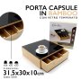 PORTA CAPSULE BAMBOO C/VETRO TEMPERATO