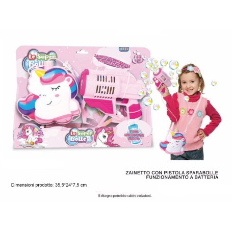 ZAINETTO C/PISTOLA SPARABOLLE UNICORNO