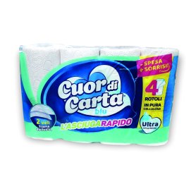 ASCIUGATUTTO CUOR DI CARTA BLU X4