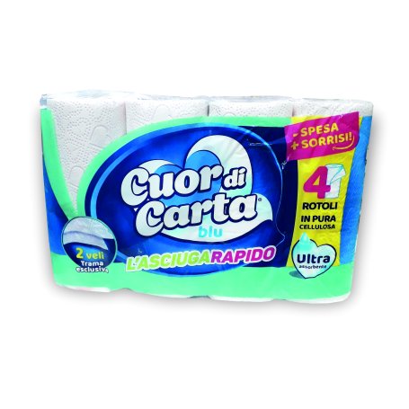 ASCIUGATUTTO CUOR DI CARTA BLU X4