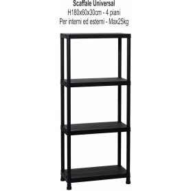 SCAFFALE UNIVERSAL 64-4 BLACK H138X60X30