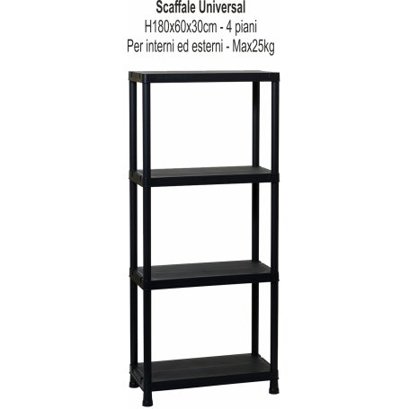 SCAFFALE UNIVERSAL 64-4 BLACK H138X60X30