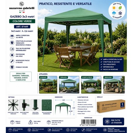 GAZEBO MT.3X3 BLU NG