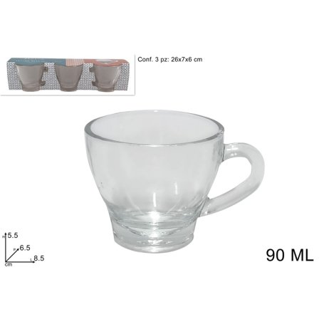 TAZZINE VETRO SET 3PZ