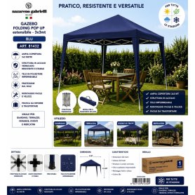 GAZEBO FOLDING POP UP MT.3X3 BLU