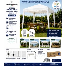 GAZEBO FOLDING POP UP MT.3X3 BIANCO
