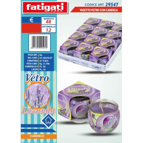 VASETTO VETRO C/CANDELA LAVANDA