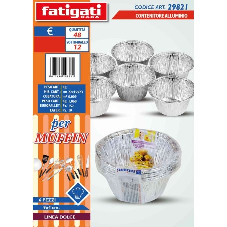 CONT.ALLUMINIO MUFFIN TONDO 9X4CM 6PZ