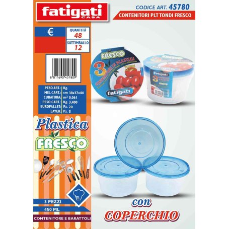 CONTENITORE PL. TONDI 450ML 3PZ