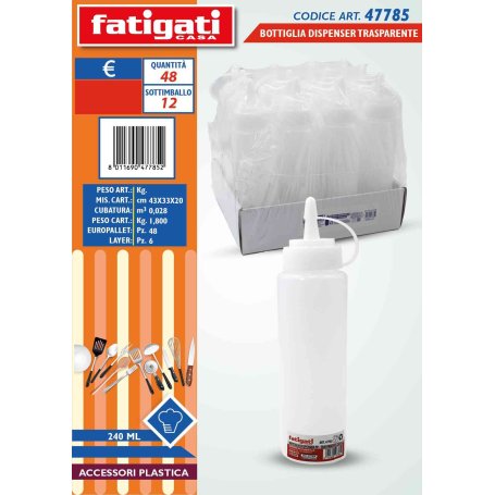 BOTTIGLIA DISPENSER PP 240ML TRASP.