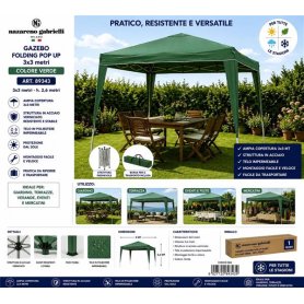 GAZEBO FOLDING POP UP  MT 3X3 VERDE