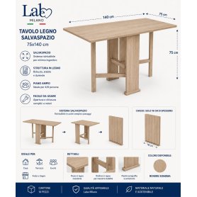 TAVOLO SALVASPAZIO C/ALI 75X140 CORDOBA